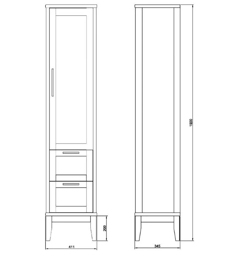 Пенал напольный ValenHouse Эйвори 40 R серый
