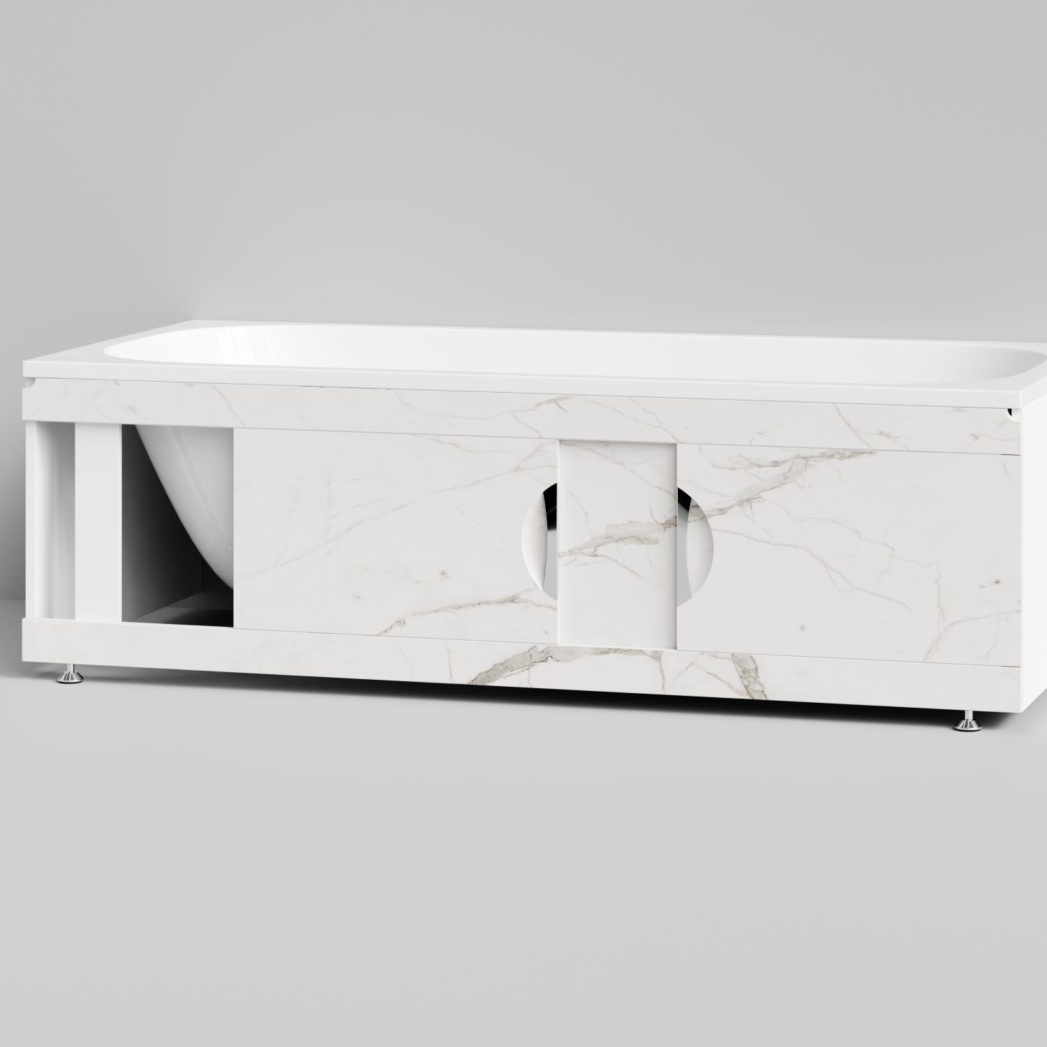 Экран под ванну Vod-ok Топ 180 раздвижной Мрамор Белый натур милк