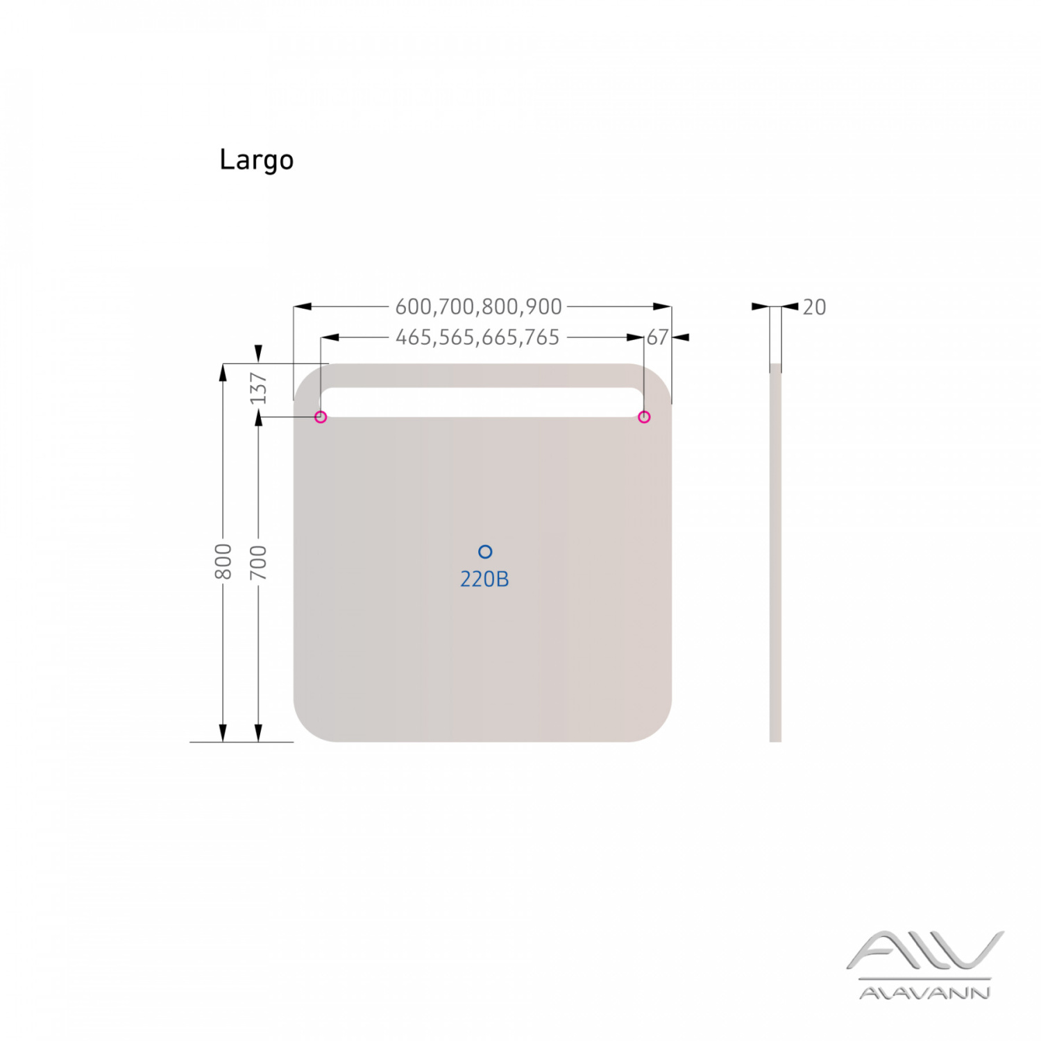 Зеркало Alavann Largo 60 свет сенсор