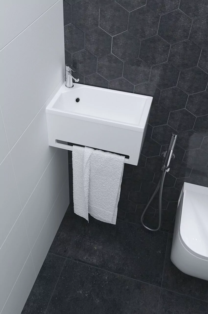 Тумба подвесная 1Marka Tiny XS Mini 40 с раковиной Poly 40, белый