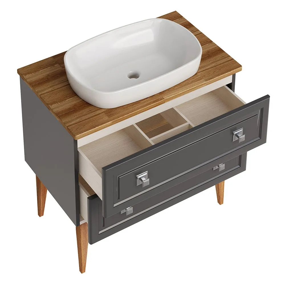 Тумба с раковиной ASB Woodline Каталина 80 напольная, Grey от магазина Vanna-Vanna.ru!
