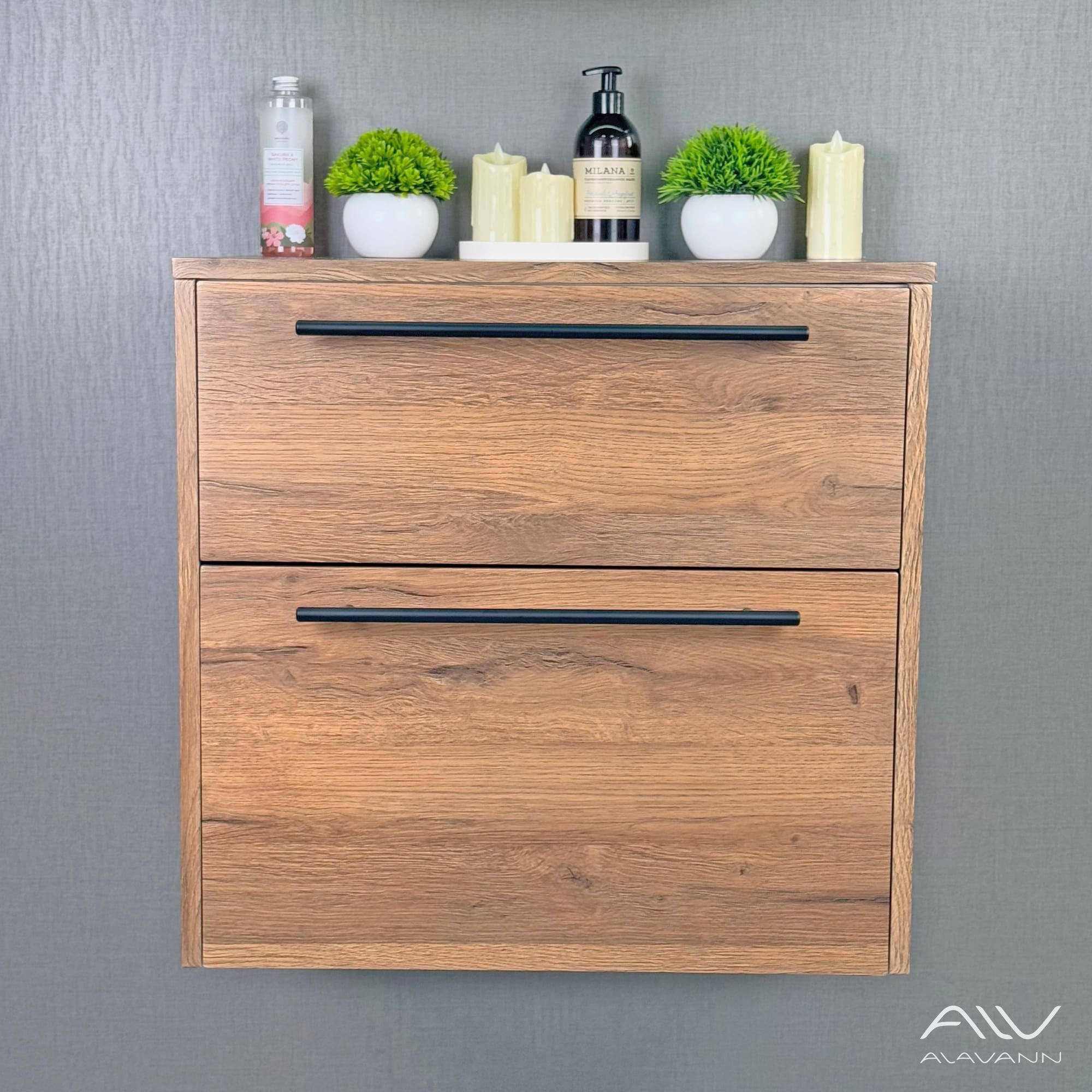 Тумба подвесная Alavann Rondo 60 под накладную раковину, дуб