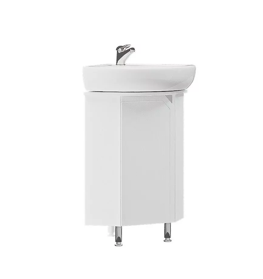 Тумба угловая напольная Corozo Сириус 40 с раковиной Элегия 46, белый