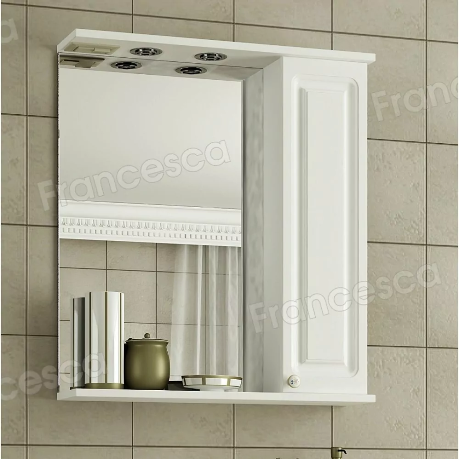 Зеркало со шкафчиком Francesca Империя 70 R свет, белый