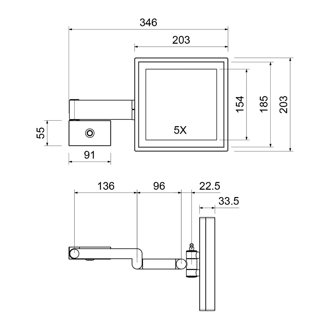 Зеркало косметическое Timo Selene 14076/03 черный матовый