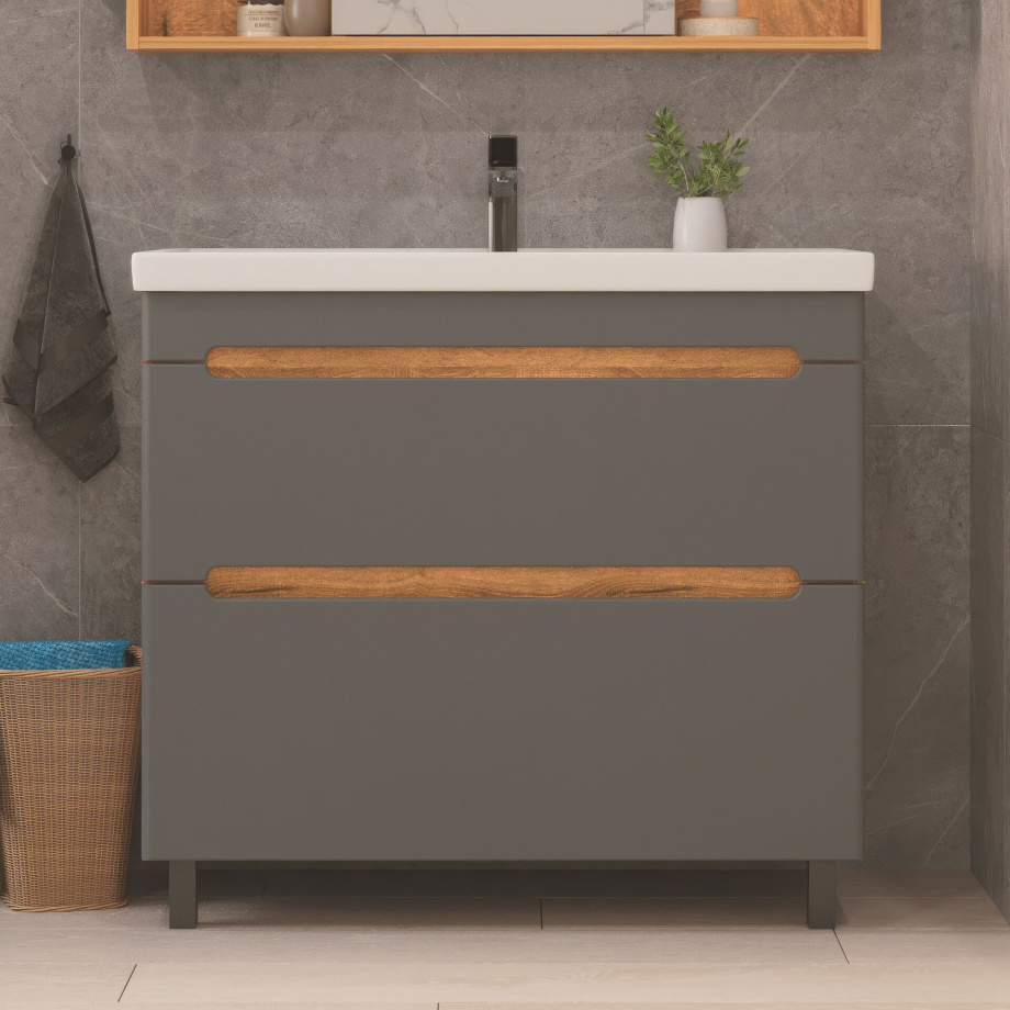 Тумба напольная SanStar Diva 100 с раковиной Фостер 100 (комплект), Gold Craft