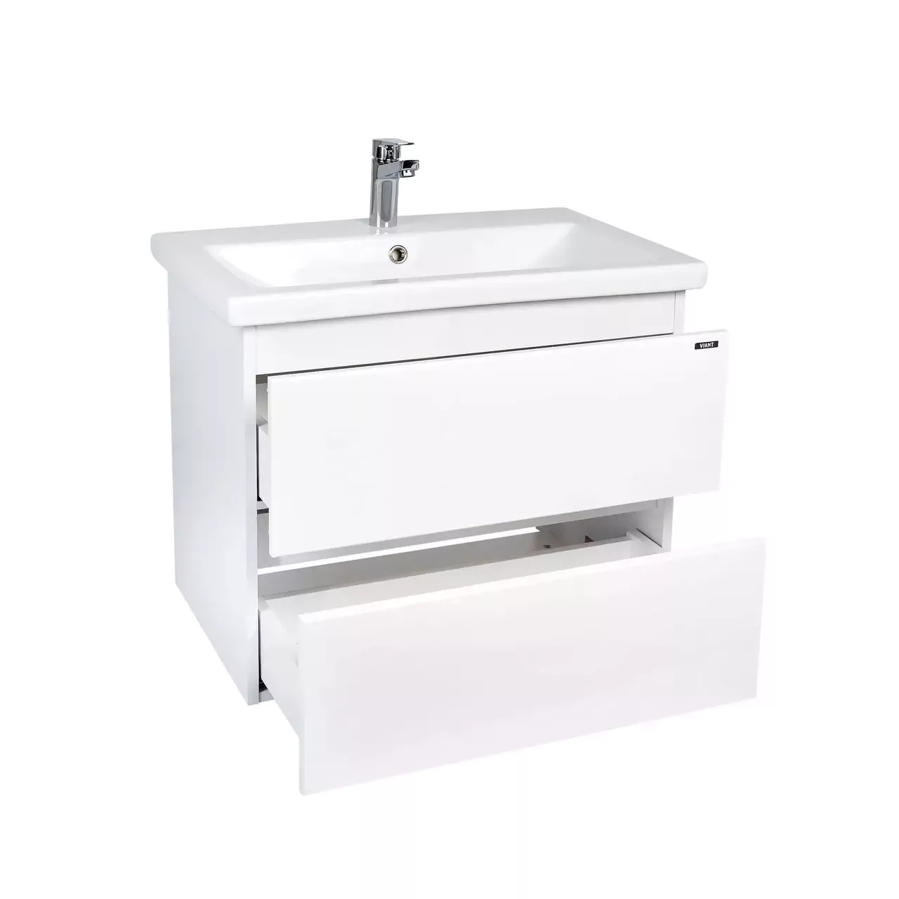 Тумба подвесная Viant Мальта 70 с раковиной Como 70, два ящика, белый