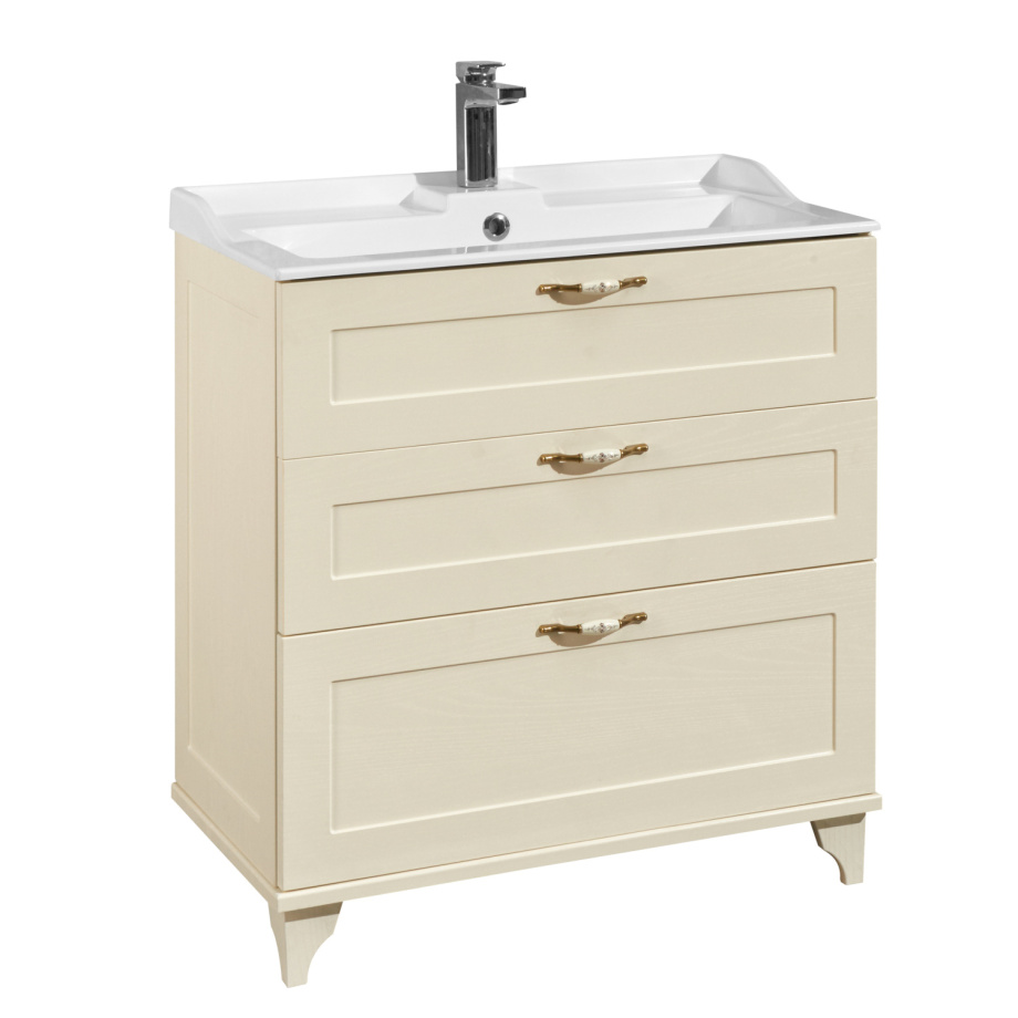 Тумба напольная Aquaton Леон 80 раковиной Премьер М 80, дуб бежевый