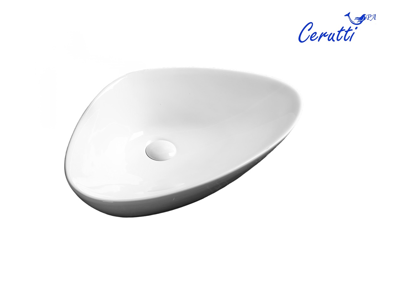 Раковина Ceruttispa CR7025M накладная, белая, асимметричная 590х390х135