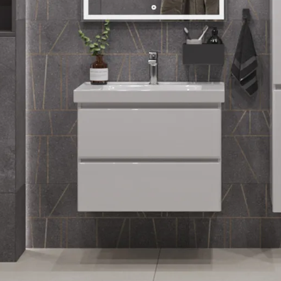 Тумба подвесная SanStar Arista 60 с раковиной Грейс 60, белая