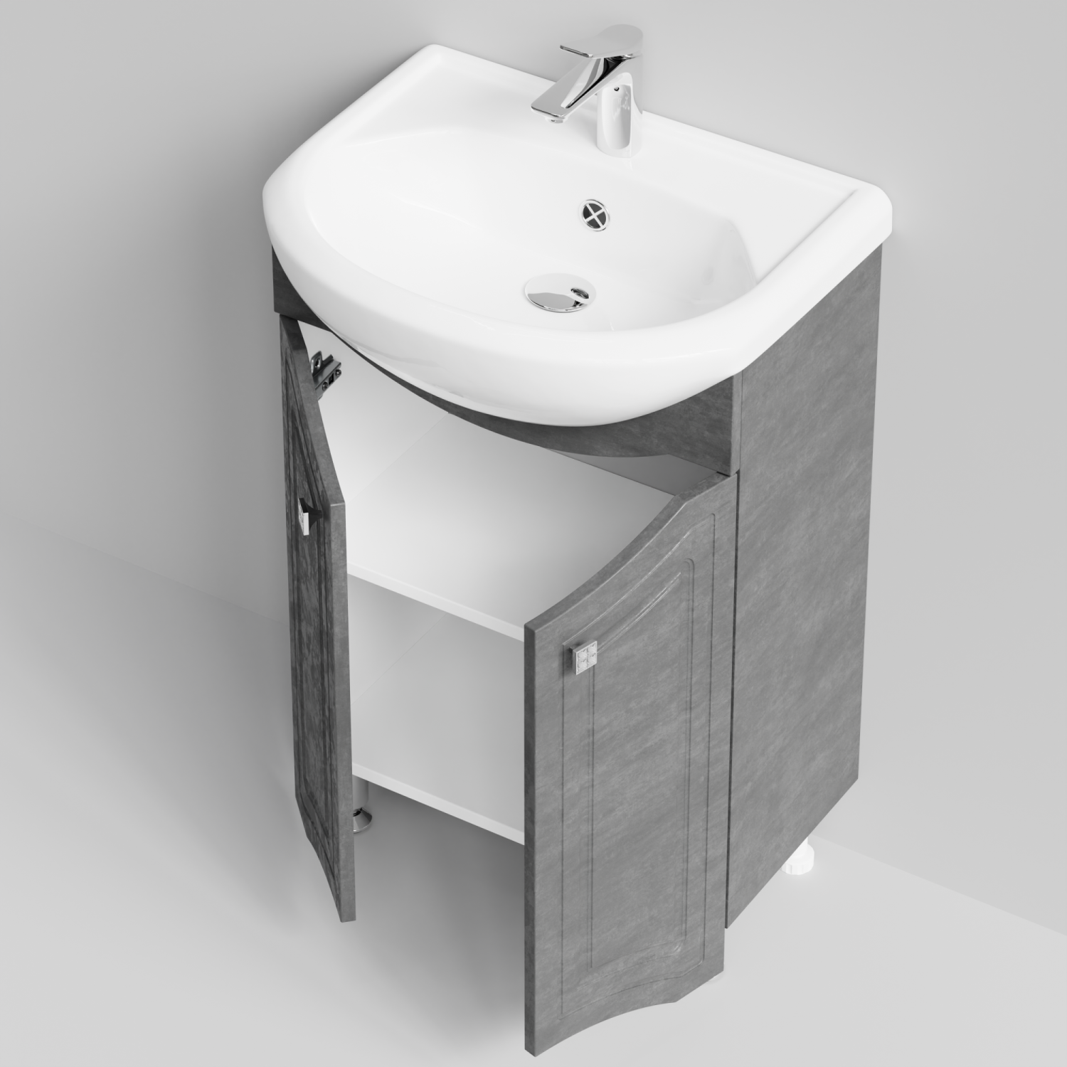 Тумба с раковиной Адам 55 напольная, Серый камень