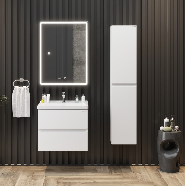 Зеркало шкаф Onika Орби 50 с подсветкой, универсальный, белый