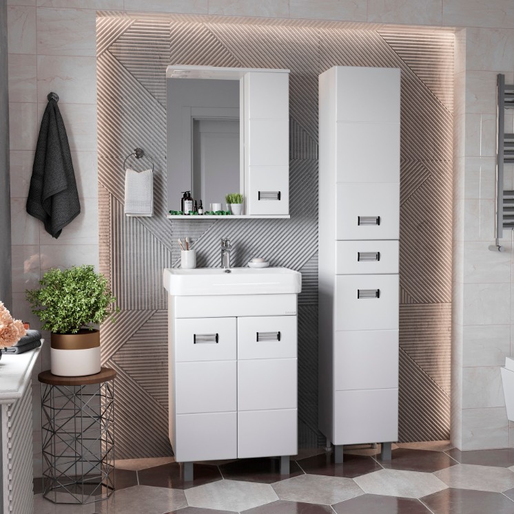 Тумба Onika Балтика-Квадро 55 с раковиной Адриана 55, напольная, белая