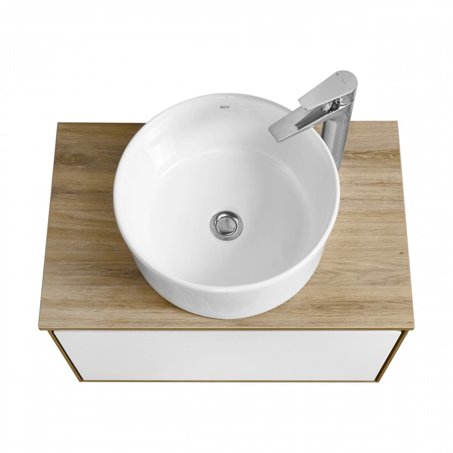 Тумба подвесная Aquaton Либерти 70 раковиной MILA 40х40, белый/дуб эльвезия