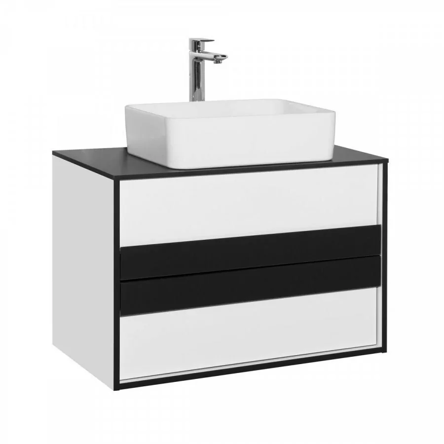 Тумба с раковиной Style Line Амстердам 80 подвесная, белый матовый/черный