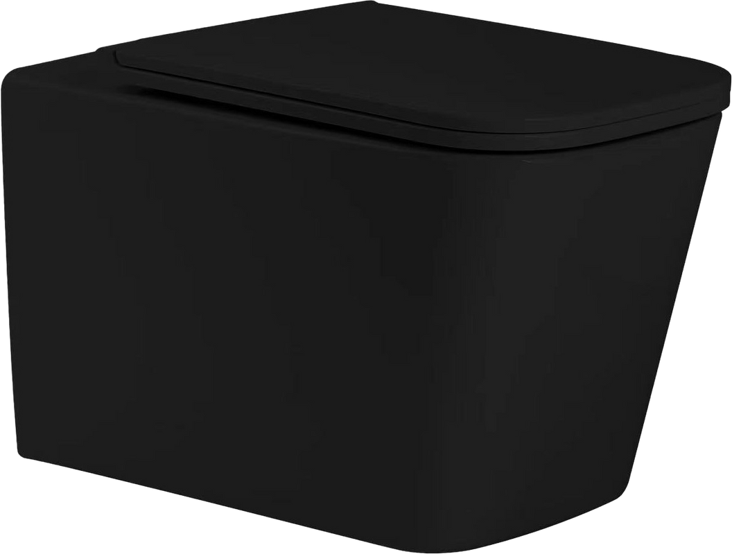 Унитаз подвесной SantiLine SL-5027MB+SL-04 с инсталляцией и кнопкой, черный