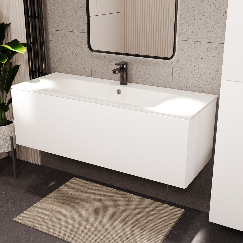 Тумба с раковиной подвесная (120 см) Terminus Aurora AUR101201900301O, белый