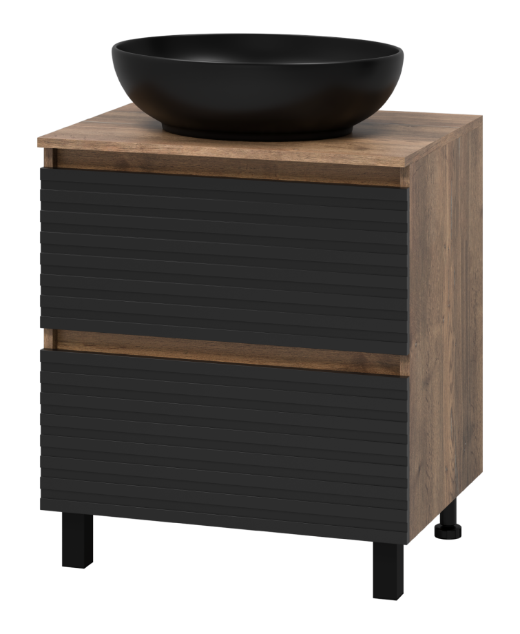 Тумба с раковиной Brevita Dakota 60 черный/дуб галифакс