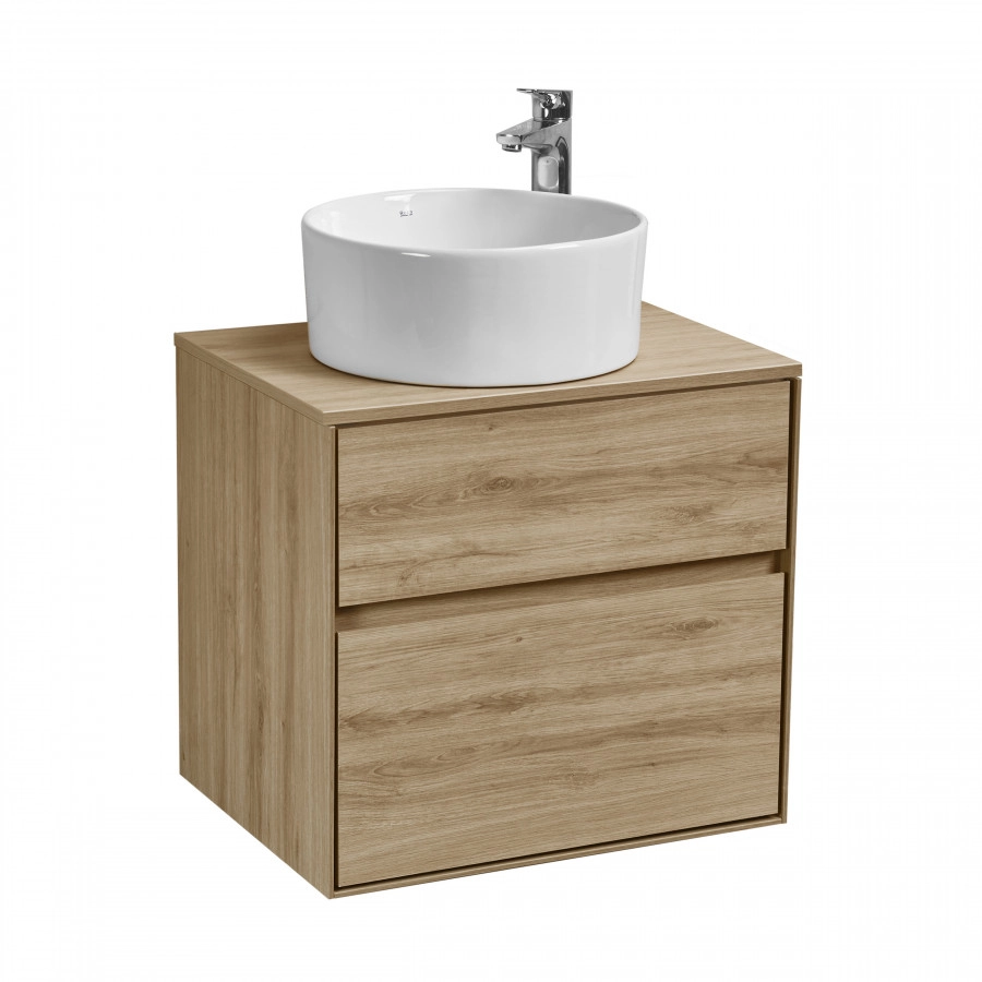 Тумба подвесная Aquaton Либерти 60 раковиной Одри 40х40 Soft, дуб эльвезия