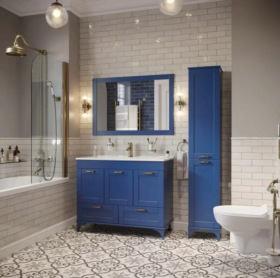 Тумба с раковиной Sanflor Ванесса 105 напольная, индиго