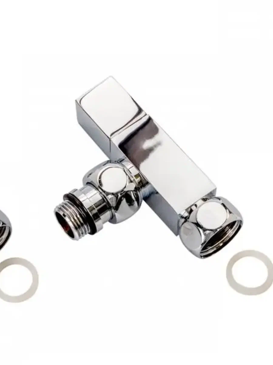 Кран для полотенцесушителя / вентиль угловой Energy, 1/2'' - 3/4'', цвет хром, ручка квадрат - 2 шт.