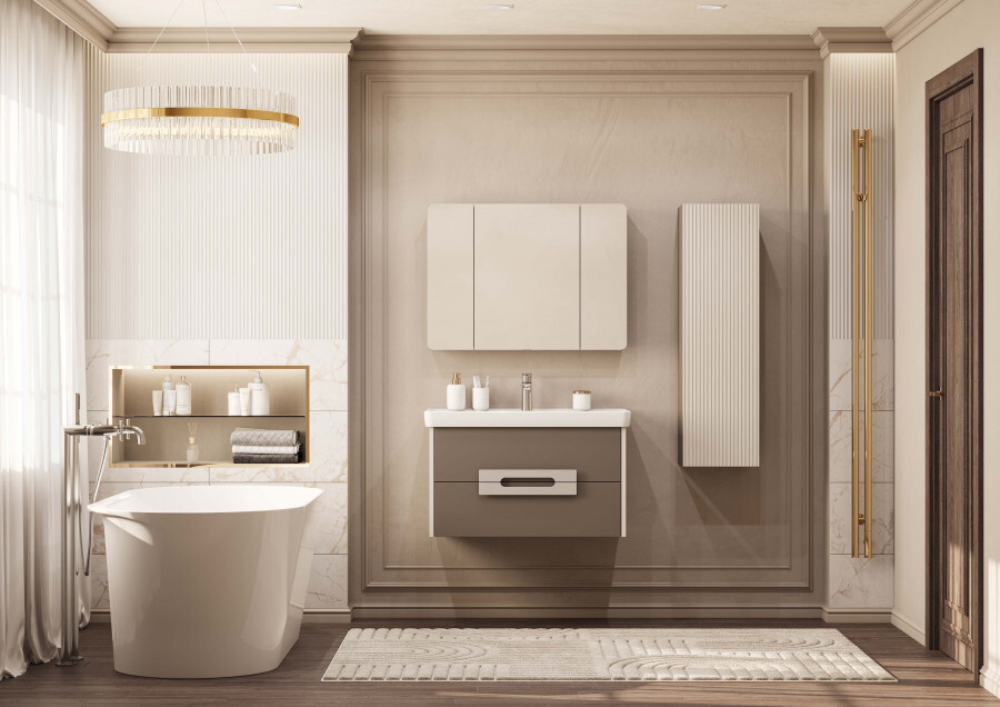 Пенал Aquaton Ар-Деко 30 L/R подвесной, кашемир