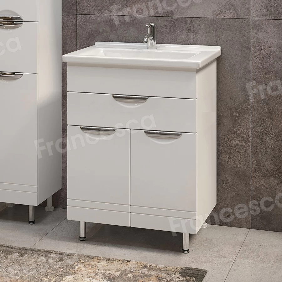 Тумба с раковиной Francesca Доминго 60 напольная, 1 ящик, белая
