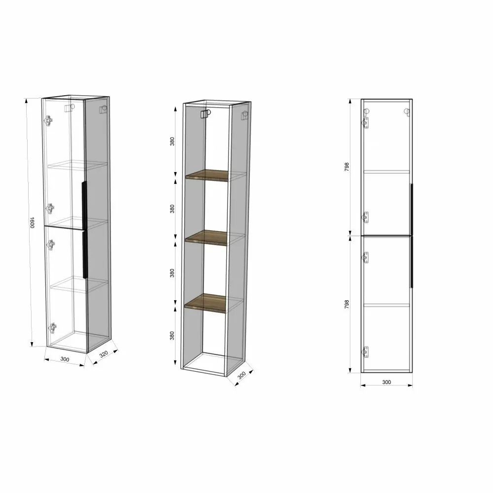 Пенал Венеция Монте 30 L/R подвесной, универсальный, белый