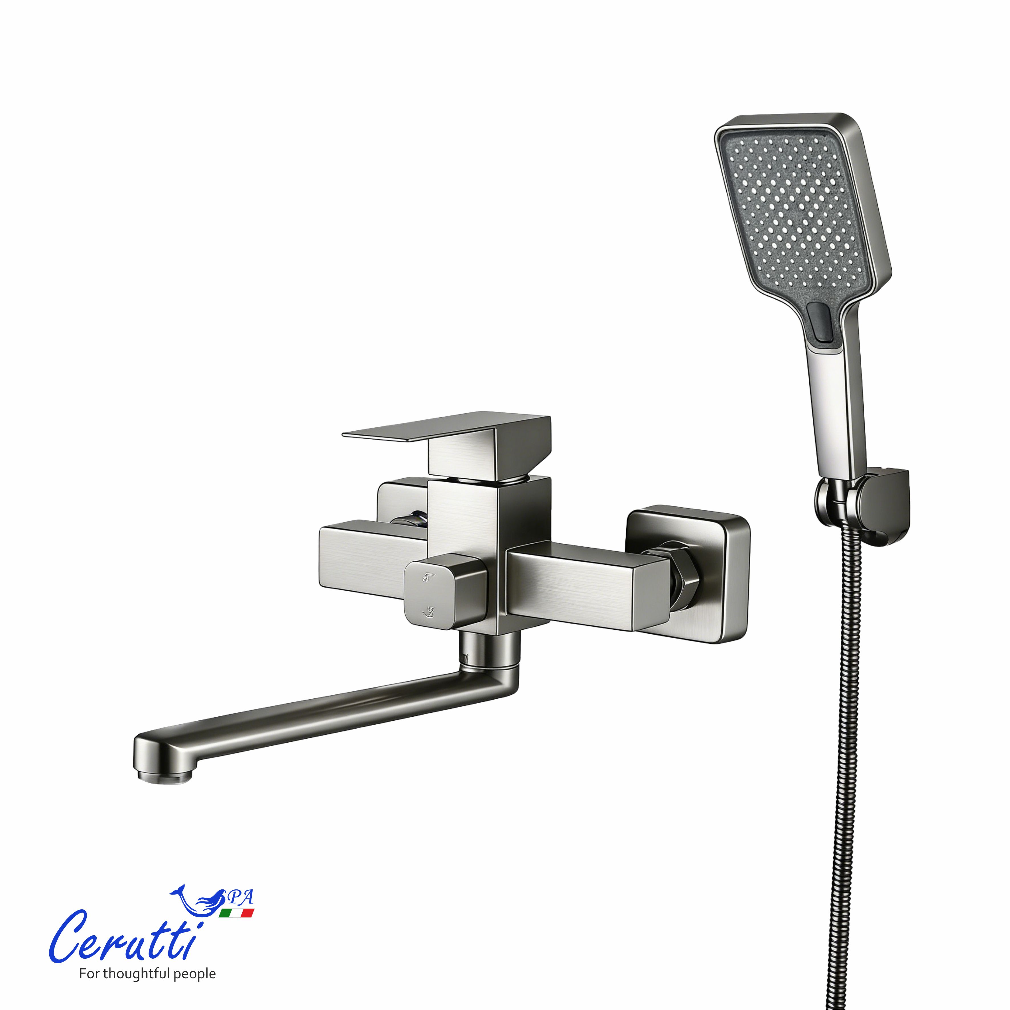 Смеситель для ванны Ceruttispa Клелия VXLGR (CLELIA VXLGR) из нержавеющей стали, цвет серый матовый