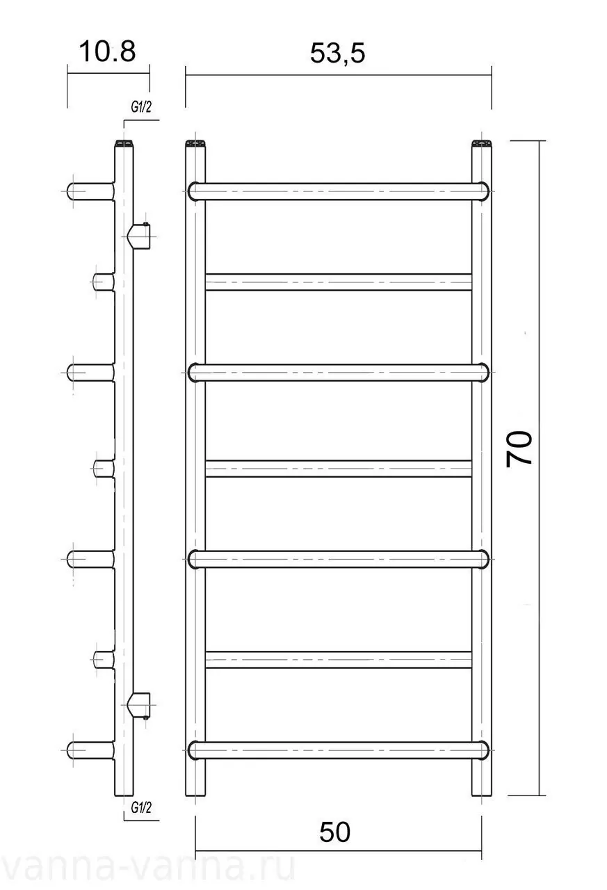 Полотенцесушитель водяной Domoterm Орфей П7 500x700 АБР античная бронза