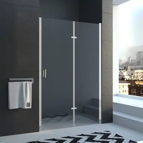 Душевая дверь Veconi VN42-100-01 в нишу, складная, прозрачное стекло, хром от магазина Vanna-Vanna.ru!