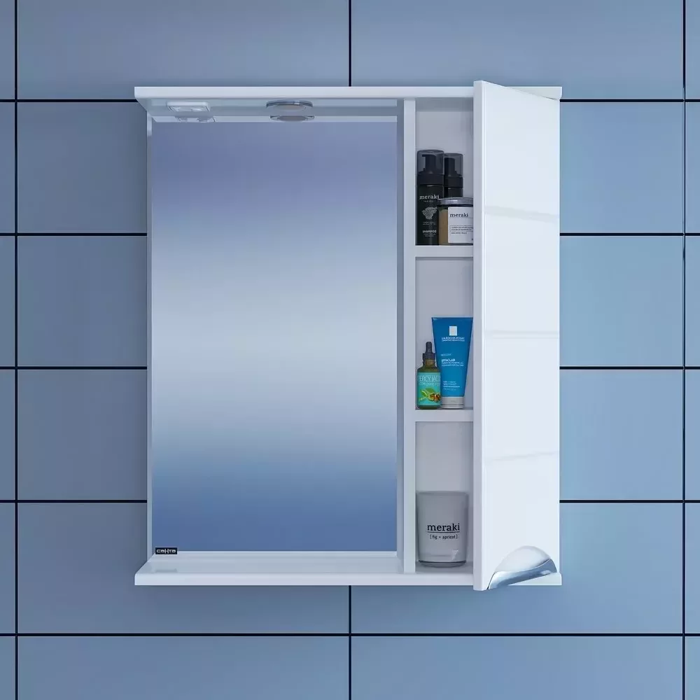 Зеркало-шкаф Санта Родос 60 R свет, белый