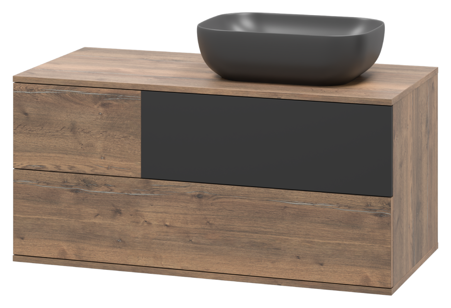 Тумба с раковиной Misty Коломбо 100 подвесная R, дуб галифакс/антрацит