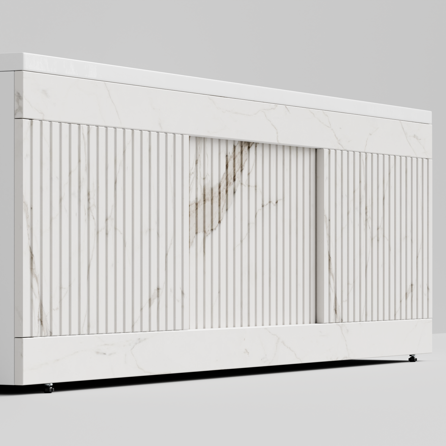 Экран под ванну Vod-ok Тач 170 раздвижной Мрамор Белый натур милк