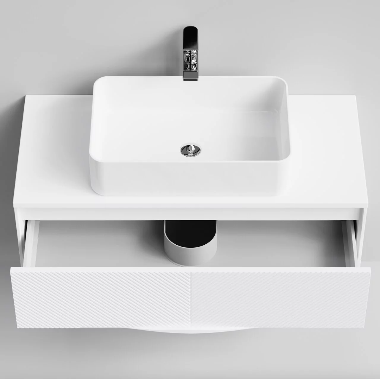 Тумба подвесная Vod-ok Липс 100 с раковиной Олимпия 560, белый + 7 цветов