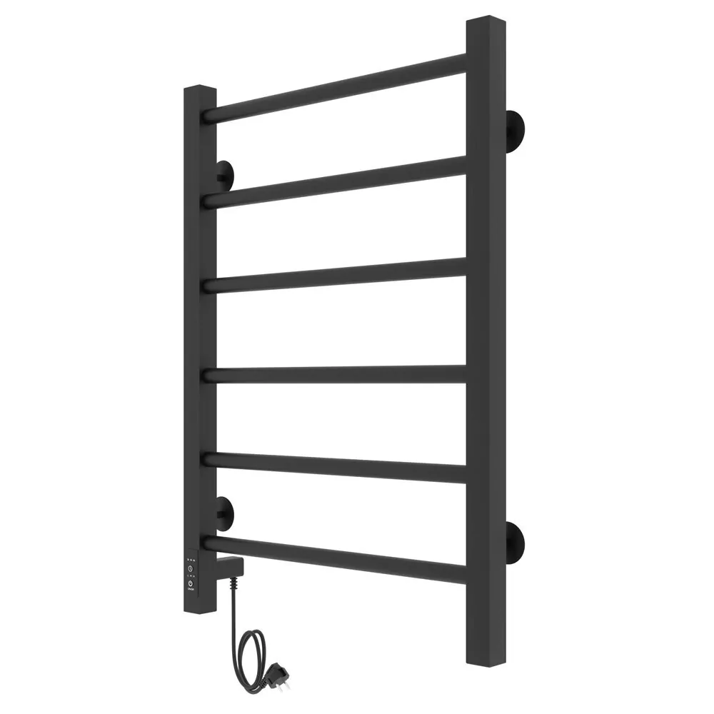 Полотенцесушитель электрический Laris Феличия ЧКЧ П6 400х600 с терморегулятором, левый, черный матовый