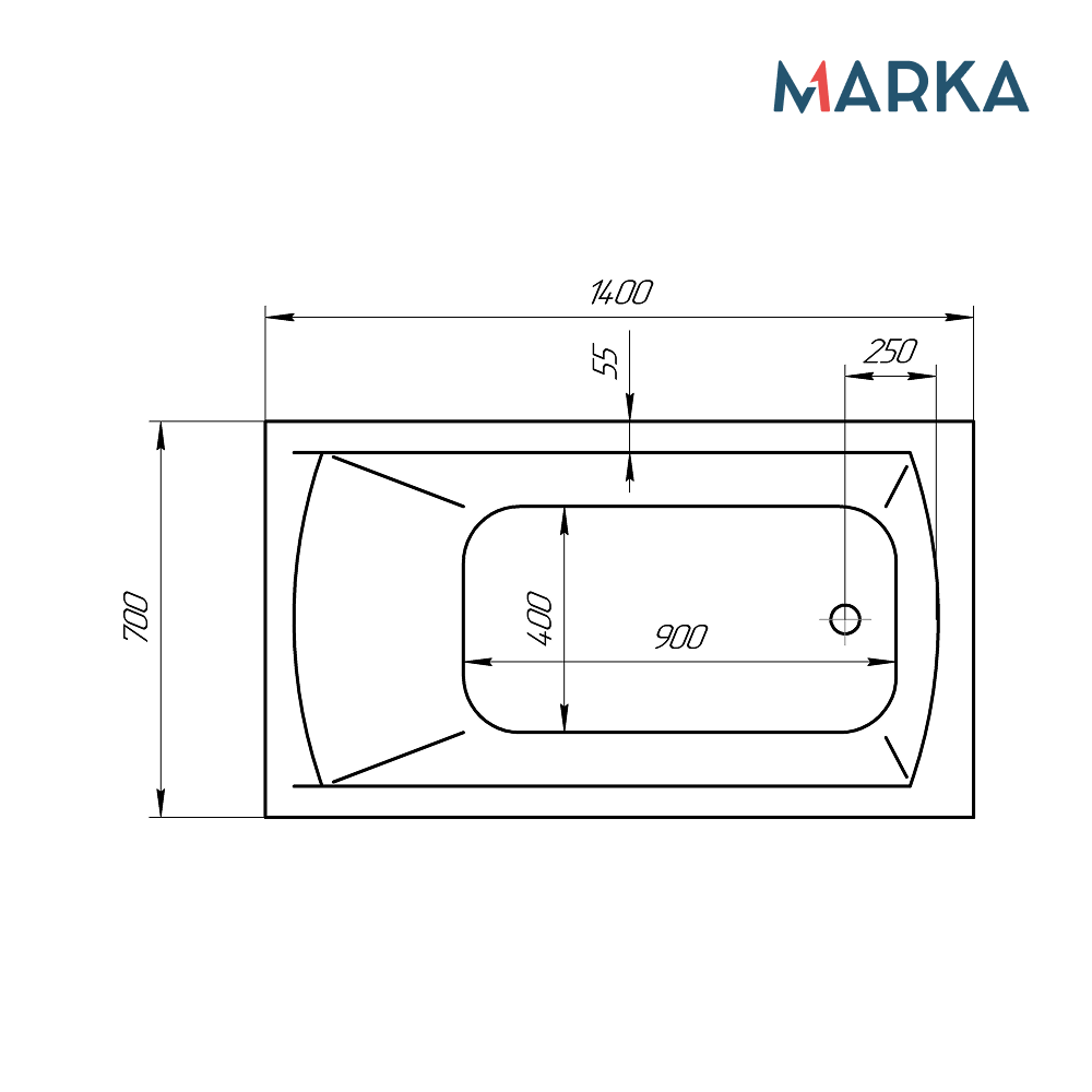 Ванна 1Marka MODERN 140х70 Комплект Стандарт 1