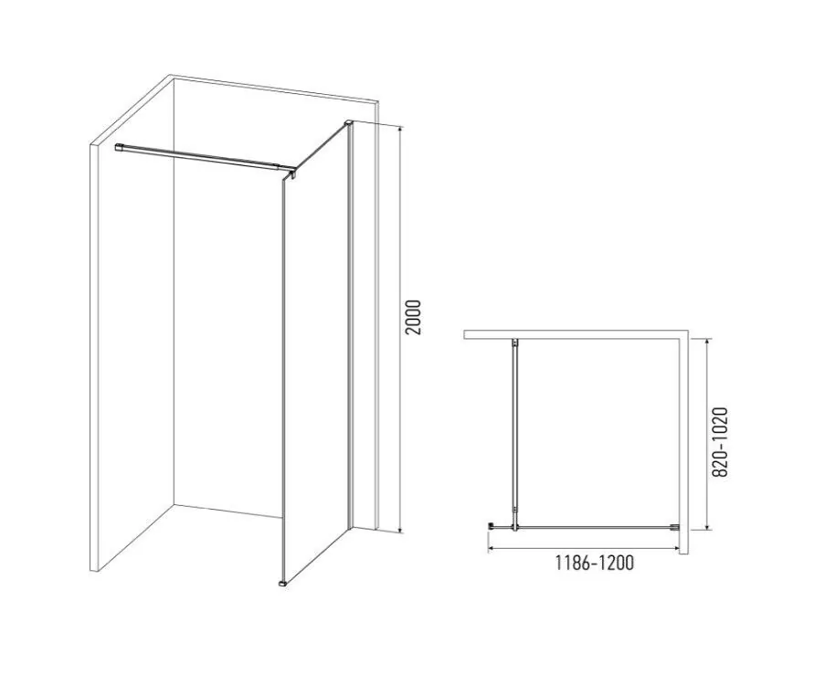 Душевая перегородка Alex Baitler AB29120S1 200х120 см прозрачное стекло, профиль хром