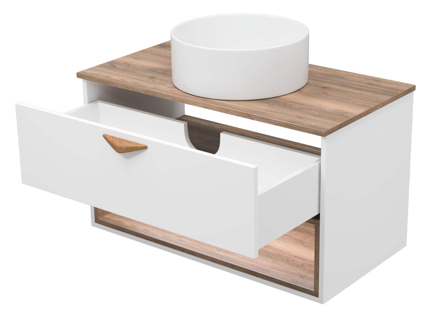 Тумба с раковиной Brevita Bergen 90 с подсветкой подвесная, белый