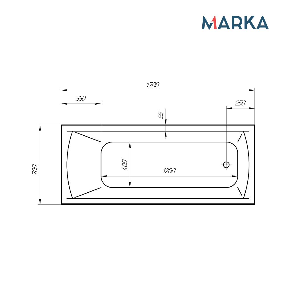 Ванна 1Marka MODERN 170*70 Комплект Стандарт 1+