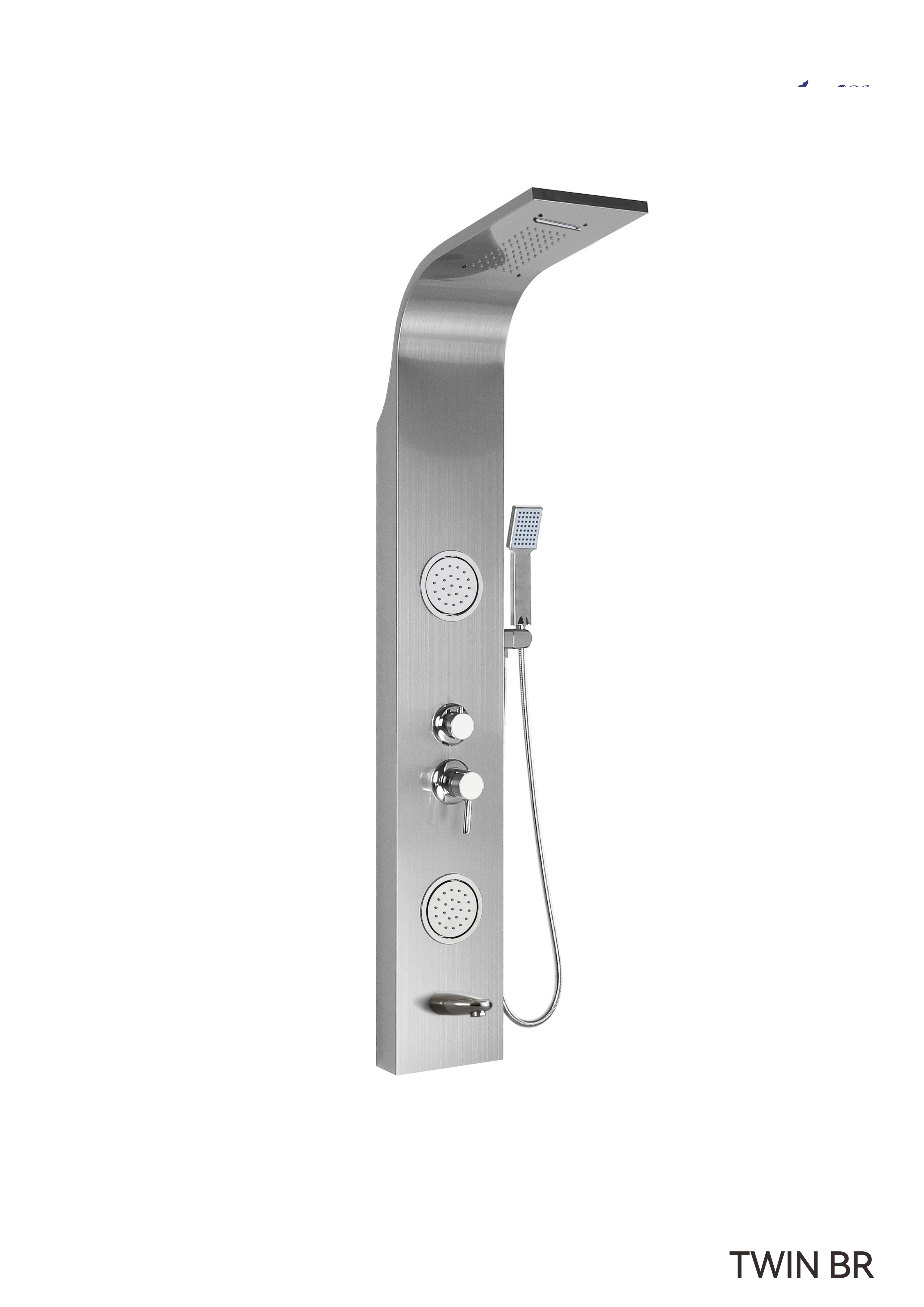 Душевая панель Cerutti Spa TWIN BR CT9988 матовая нержавеющая сталь
