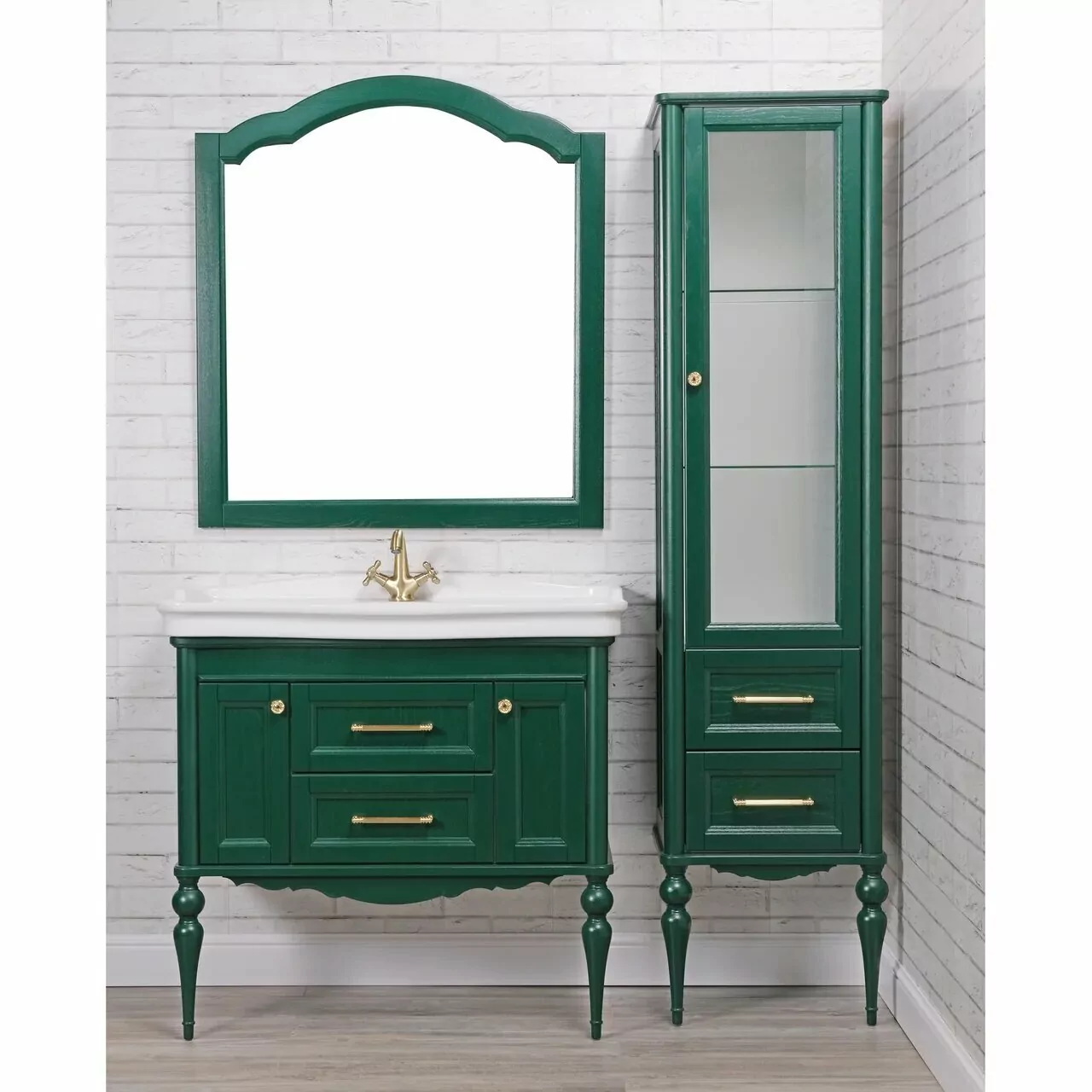 Мебель для ванной ValenHouse Эстетика 100, комплект, напольный, зеленый, фурнитура золото