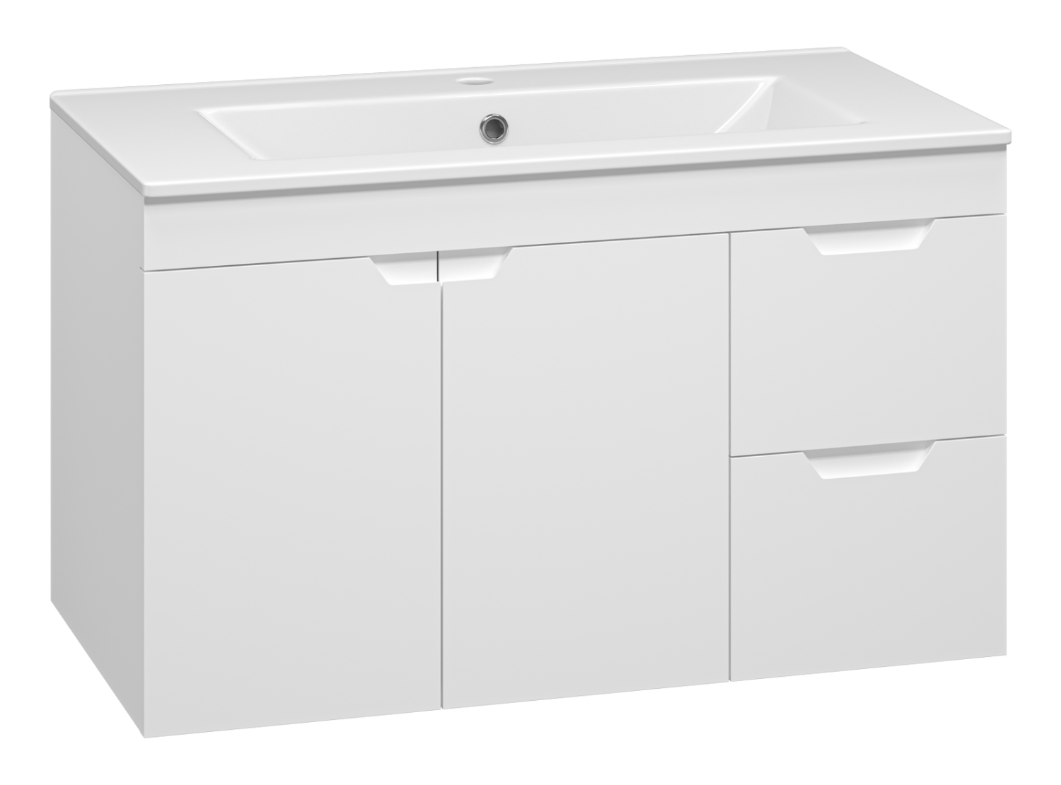 Тумба с раковиной Misty Оптима 90 подвесная, белый