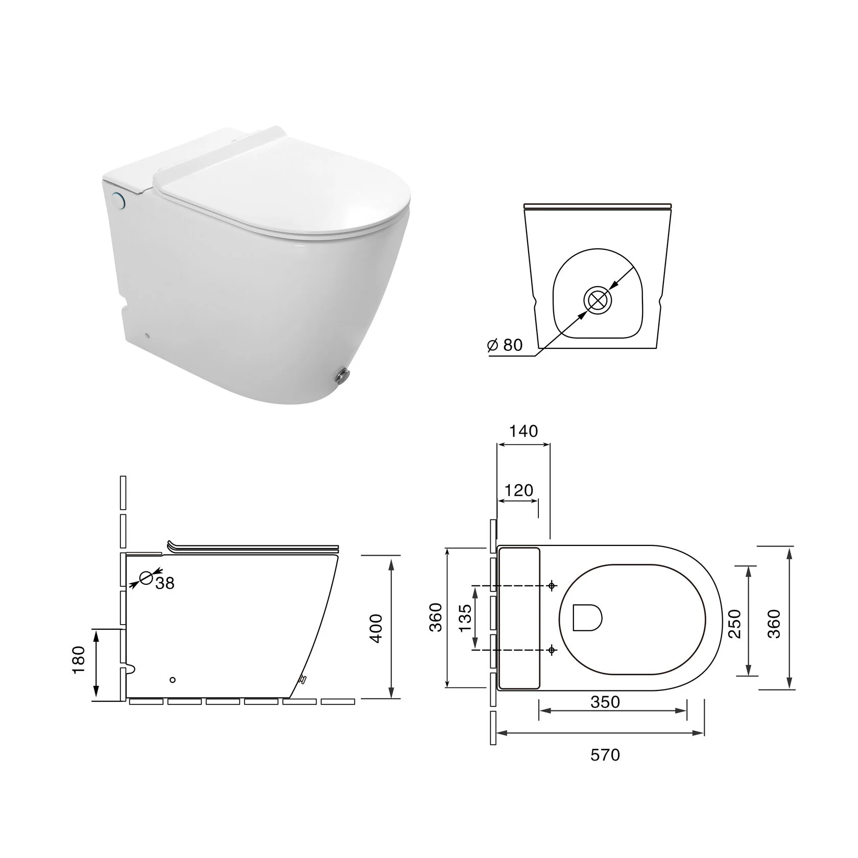 Унитаз SantiLine SL-5031 напольный, импульсный, белый