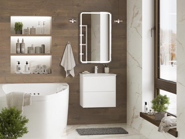 Тумба с раковиной Brevita Toy 50 подвесная, белый