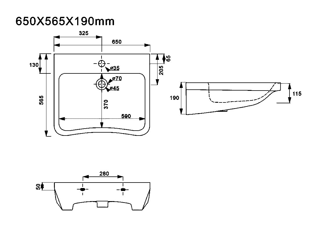 Раковина подвесная SantiLine SL-3011, прямоугольная, фаянс, глянцевая белая