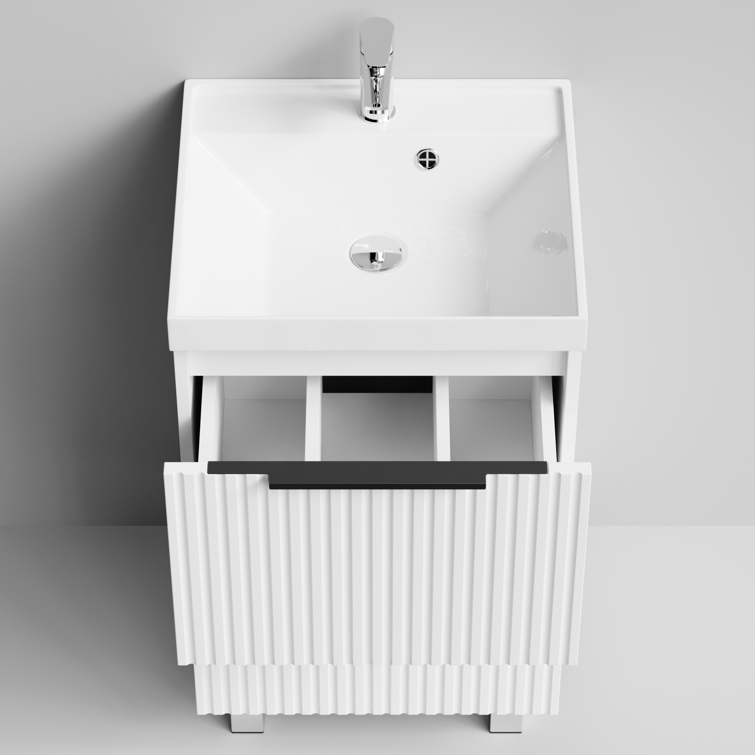 Тумба с раковиной Vod-ok Дольче 50 2 ящика, напольная, белая + 13 цветов