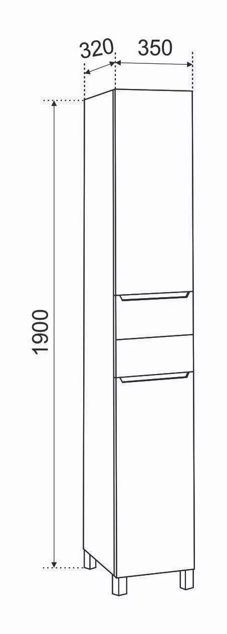 Пенал Emmy Стоун 35 L напольный, 1 ящик, темный бетон матовый