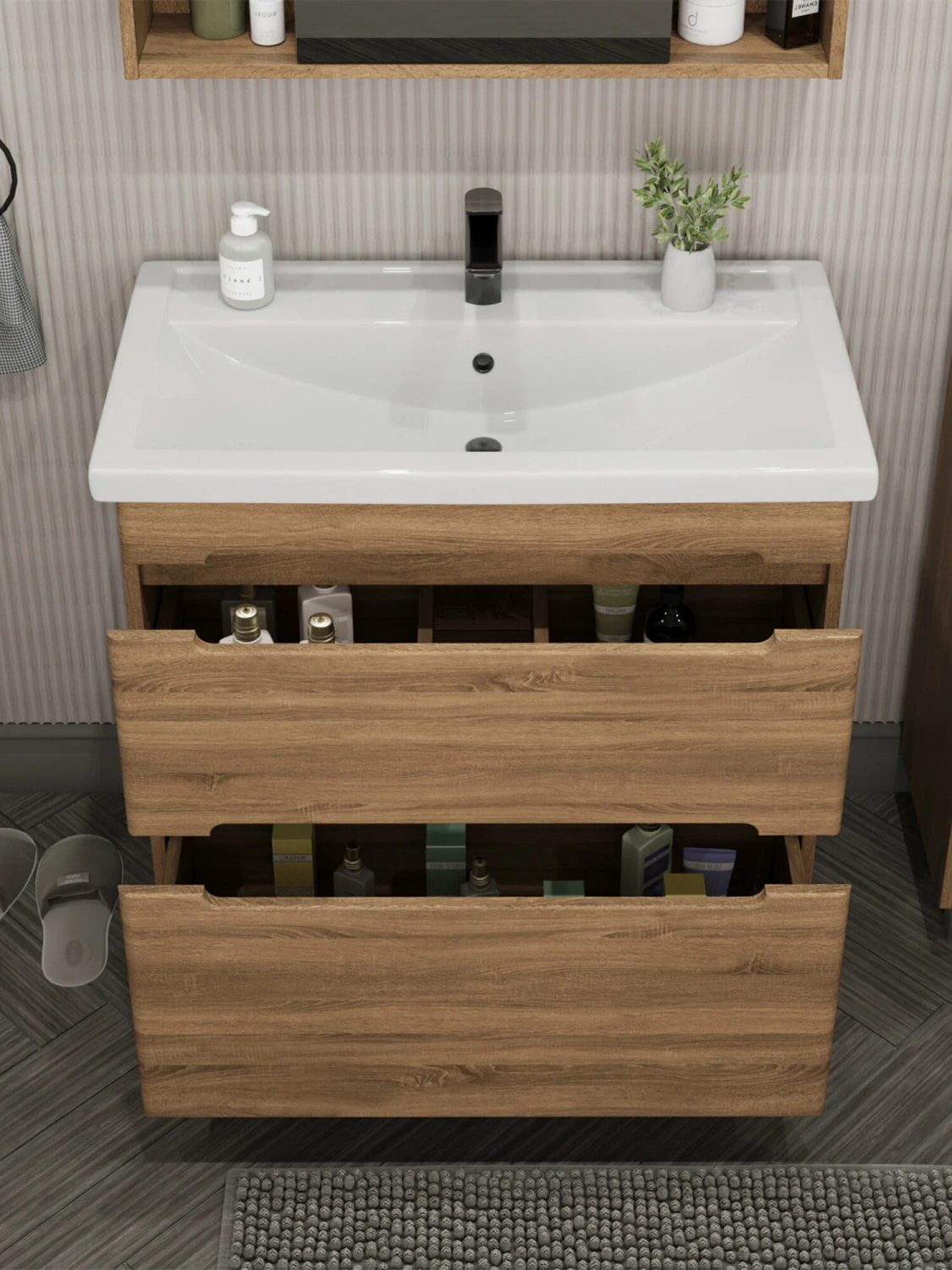 Тумба напольная SanStar Diva 80 с раковиной Фостер 80, Gold Craft