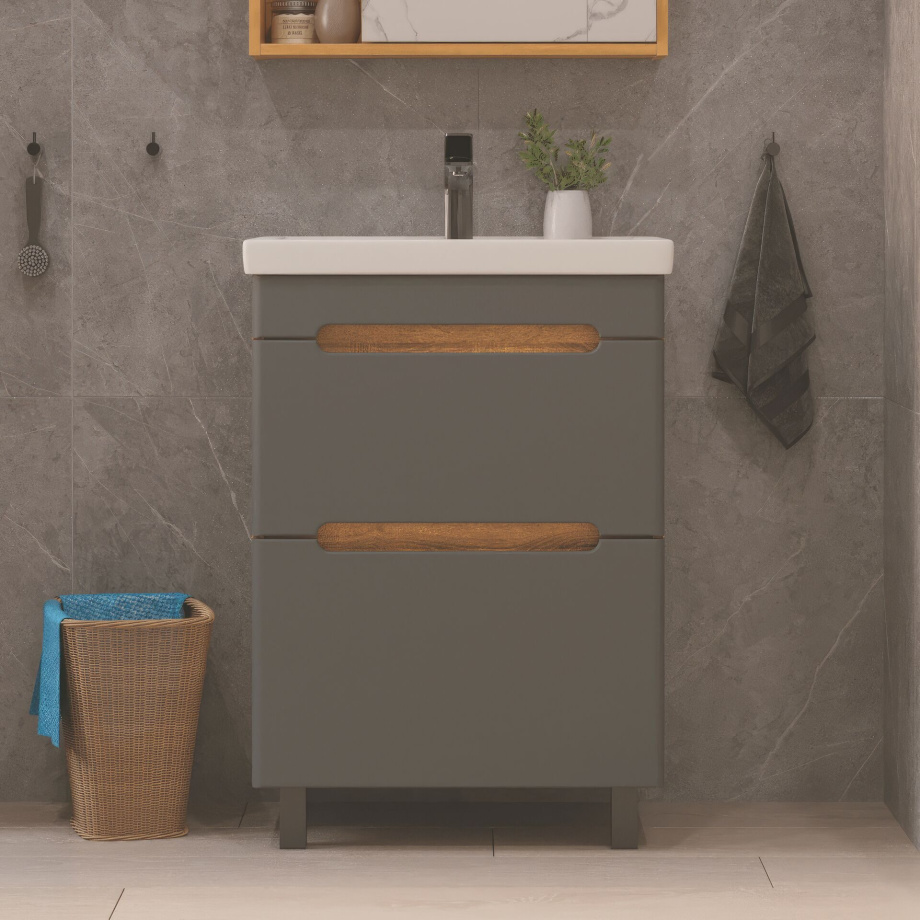 Тумба подвесная SanStar Diva 50 с раковиной Фостер 50 (комплект), Gold Craft